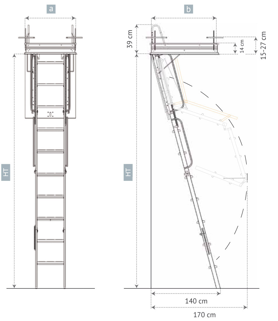 Scala retrattile rigida per soffitta, scale a scomparsa